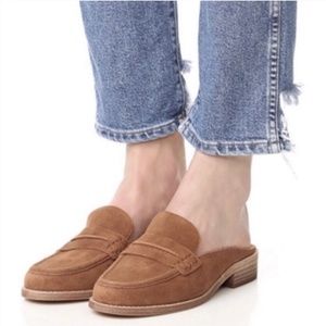 ♻Madewell The Elinor Slip-On Flats Loafer Mules Suede Brown